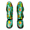 Blue Aloha Pineapple Pattern Print Muay Thai Shin Guards