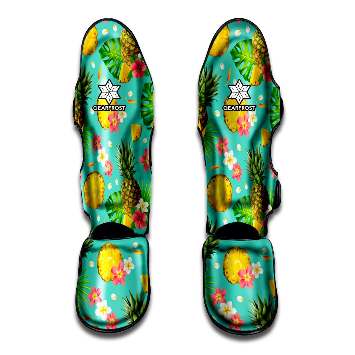 Blue Aloha Pineapple Pattern Print Muay Thai Shin Guard