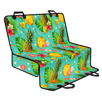 Blue Aloha Pineapple Pattern Print Pet Car Back Seat Cover