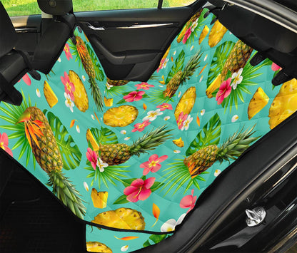 Blue Aloha Pineapple Pattern Print Pet Car Back Seat Cover