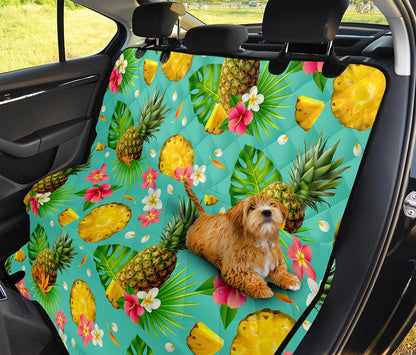 Blue Aloha Pineapple Pattern Print Pet Car Back Seat Cover
