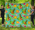 Blue Aloha Pineapple Pattern Print Quilt