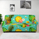 Blue Aloha Pineapple Pattern Print Sofa Cover