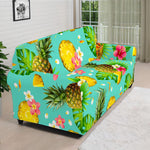 Blue Aloha Pineapple Pattern Print Sofa Cover