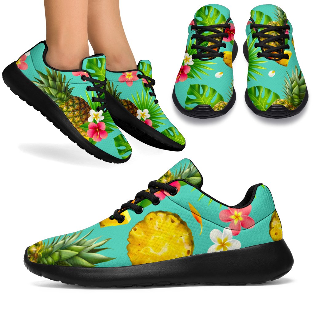 Blue Aloha Pineapple Pattern Print Sport Shoes GearFrost