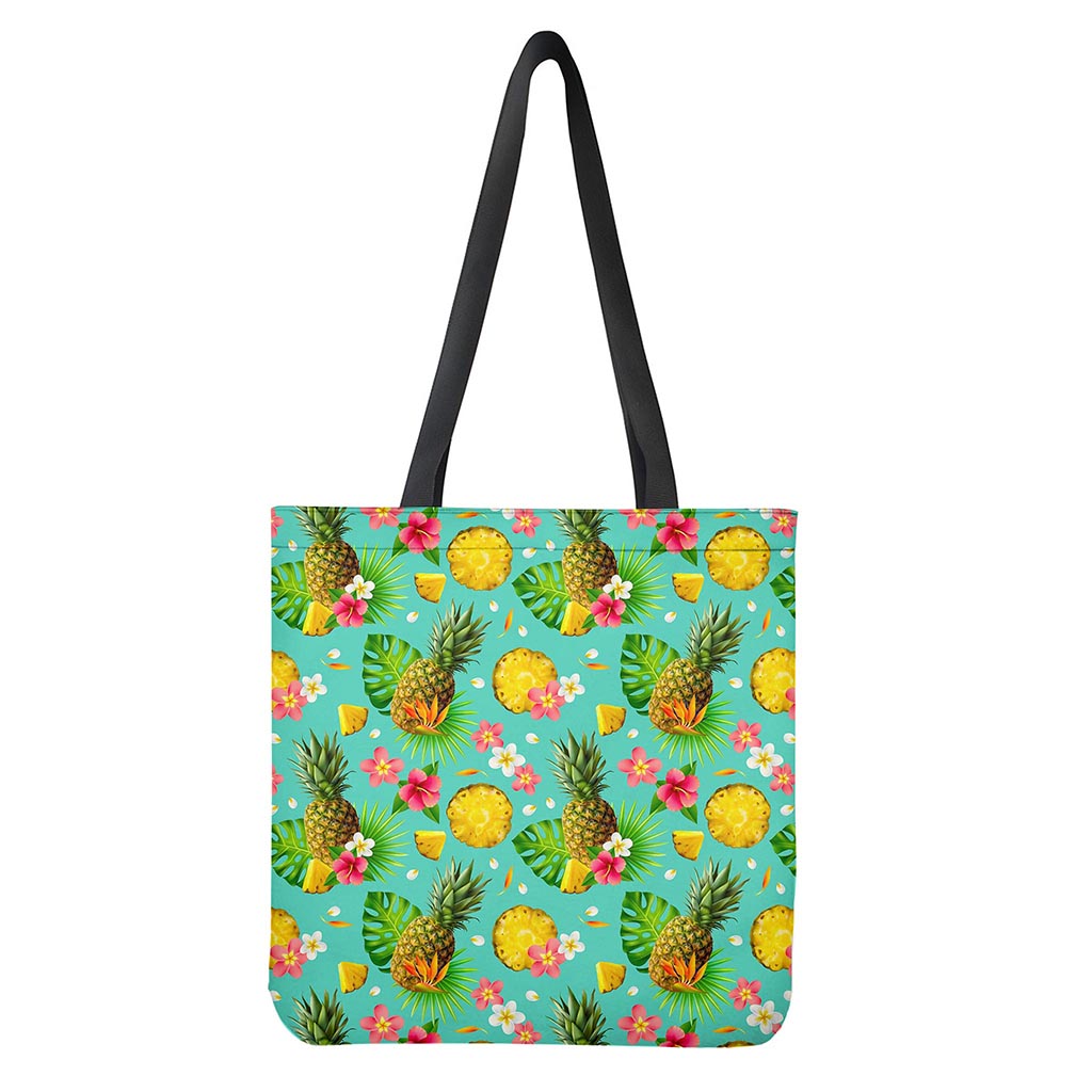 Blue Aloha Pineapple Pattern Print Tote Bag