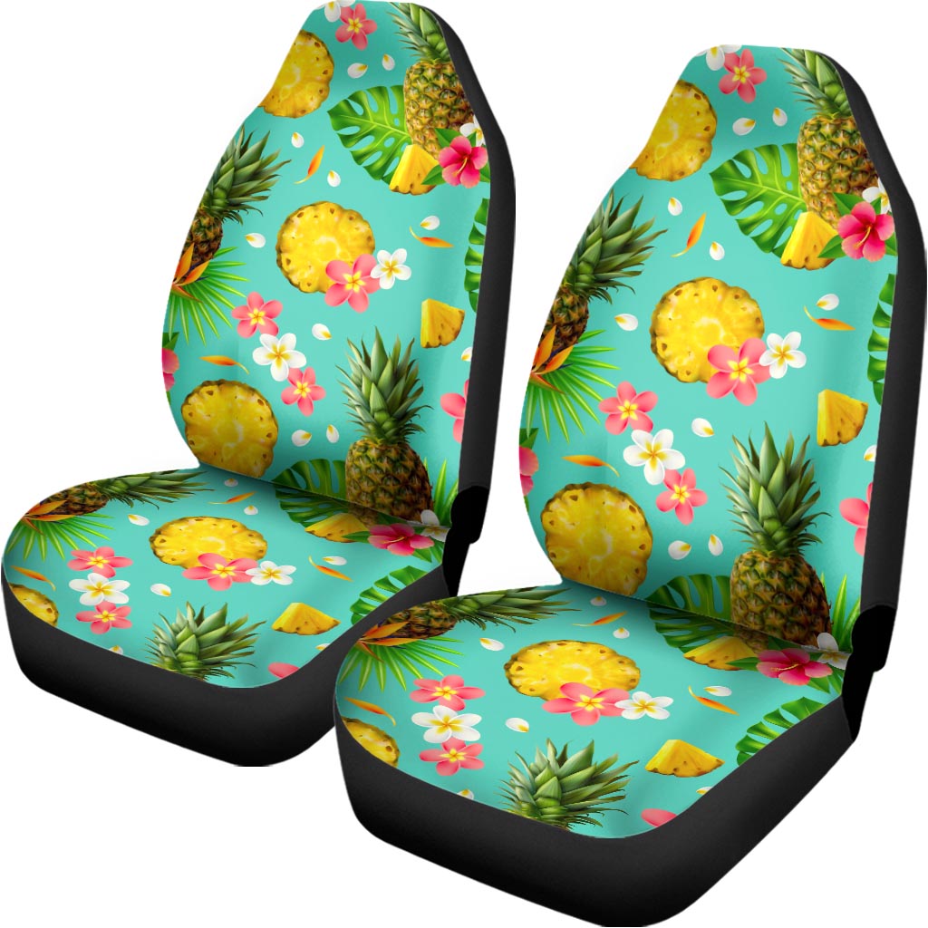 Blue Aloha Pineapple Pattern Print Universal Fit Car Seat Covers