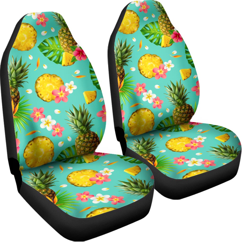 Blue Aloha Pineapple Pattern Print Universal Fit Car Seat Covers
