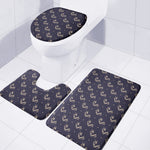 Blue And Beige Mantis Pattern Print 3 Piece Bath Mat Set