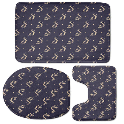 Blue And Beige Mantis Pattern Print 3 Piece Bath Mat Set