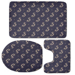 Blue And Beige Mantis Pattern Print 3 Piece Bath Mat Set