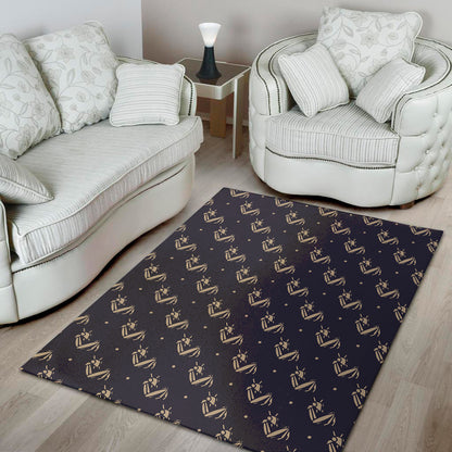 Blue And Beige Mantis Pattern Print Area Rug