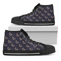 Blue And Beige Mantis Pattern Print Black High Top Sneakers
