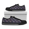 Blue And Beige Mantis Pattern Print Black Low Top Sneakers