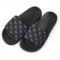 Blue And Beige Mantis Pattern Print Black Slide Sandals