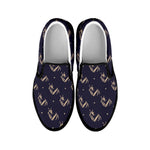 Blue And Beige Mantis Pattern Print Black Slip On Shoes