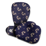 Blue And Beige Mantis Pattern Print Boxing Gloves