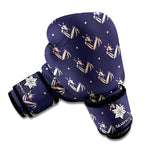 Blue And Beige Mantis Pattern Print Boxing Gloves