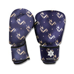 Blue And Beige Mantis Pattern Print Boxing Gloves