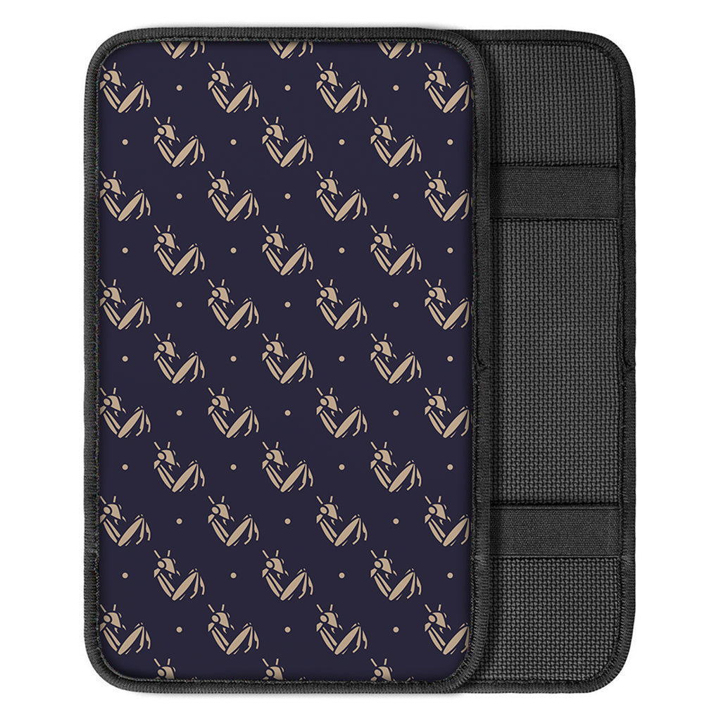 Blue And Beige Mantis Pattern Print Car Center Console Cover