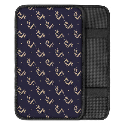 Blue And Beige Mantis Pattern Print Car Center Console Cover