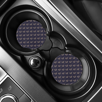 Blue And Beige Mantis Pattern Print Car Coasters