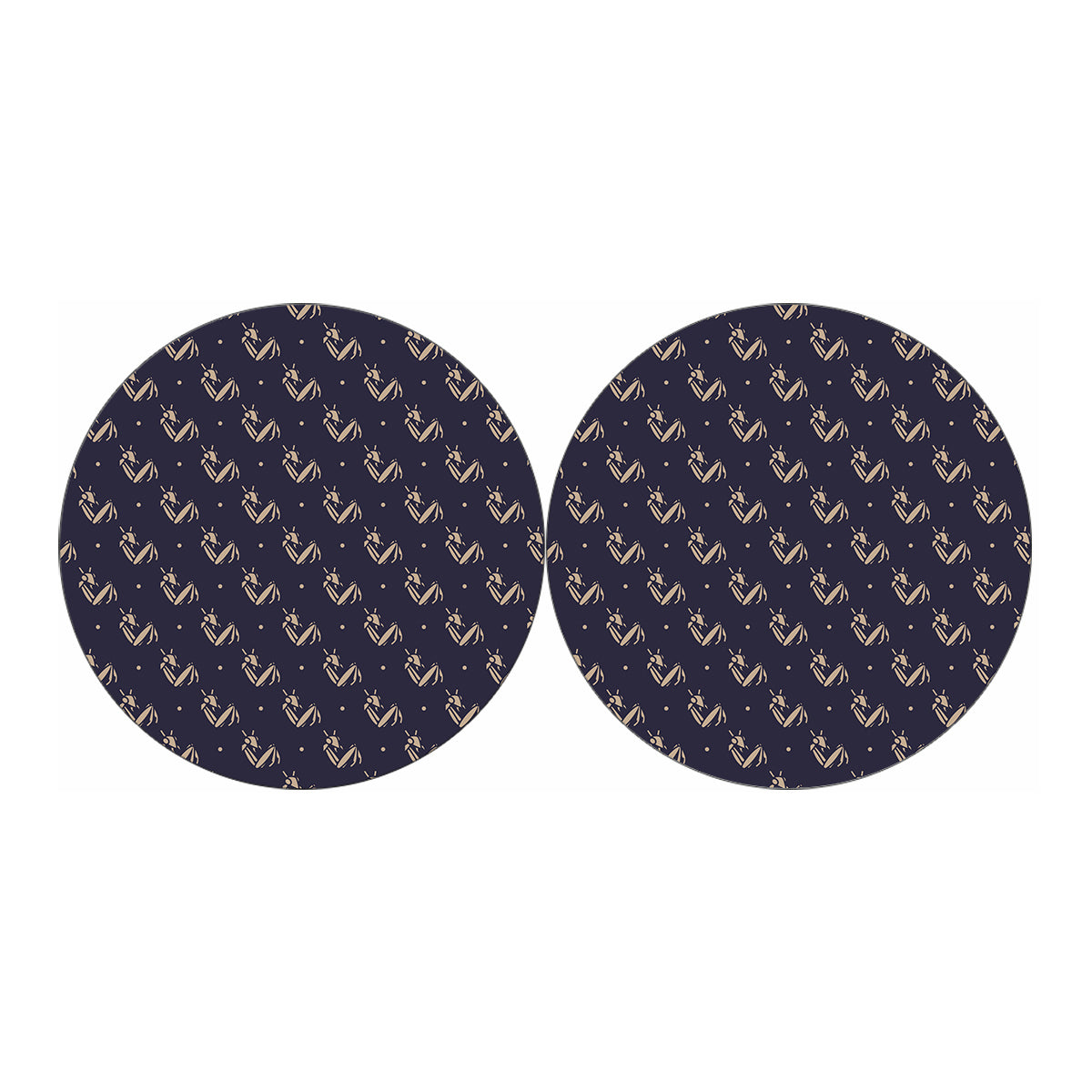 Blue And Beige Mantis Pattern Print Car Coasters