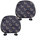Blue And Beige Mantis Pattern Print Car Headrest Covers