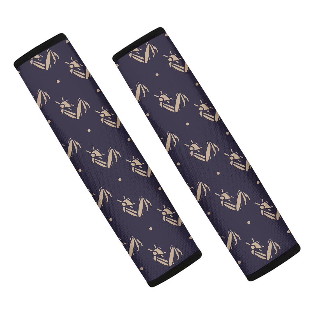 Blue And Beige Mantis Pattern Print Car Seat Belt Covers