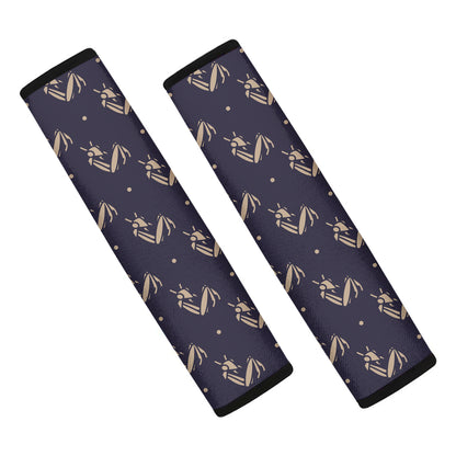 Blue And Beige Mantis Pattern Print Car Seat Belt Covers