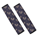 Blue And Beige Mantis Pattern Print Car Seat Belt Covers