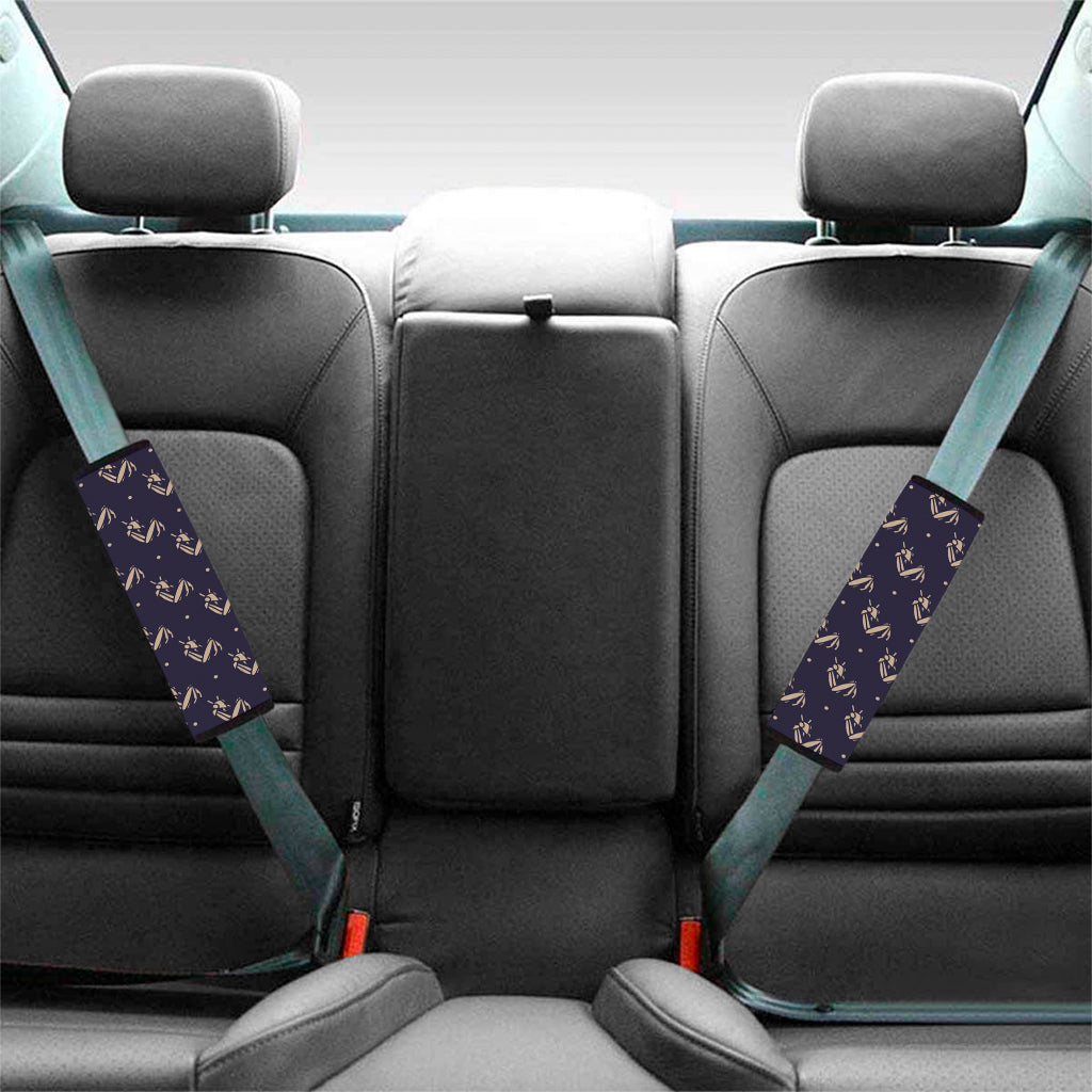 Blue And Beige Mantis Pattern Print Car Seat Belt Covers