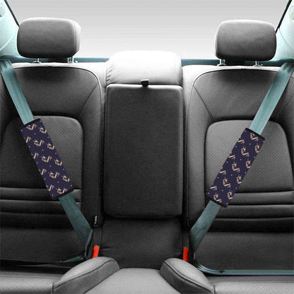 Blue And Beige Mantis Pattern Print Car Seat Belt Covers