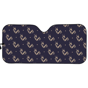 Blue And Beige Mantis Pattern Print Car Sun Shade