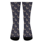 Blue And Beige Mantis Pattern Print Crew Socks