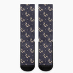 Blue And Beige Mantis Pattern Print Crew Socks