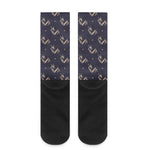 Blue And Beige Mantis Pattern Print Crew Socks