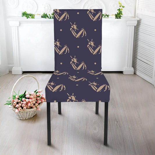 Blue And Beige Mantis Pattern Print Dining Chair Slipcover