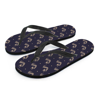 Blue And Beige Mantis Pattern Print Flip Flops