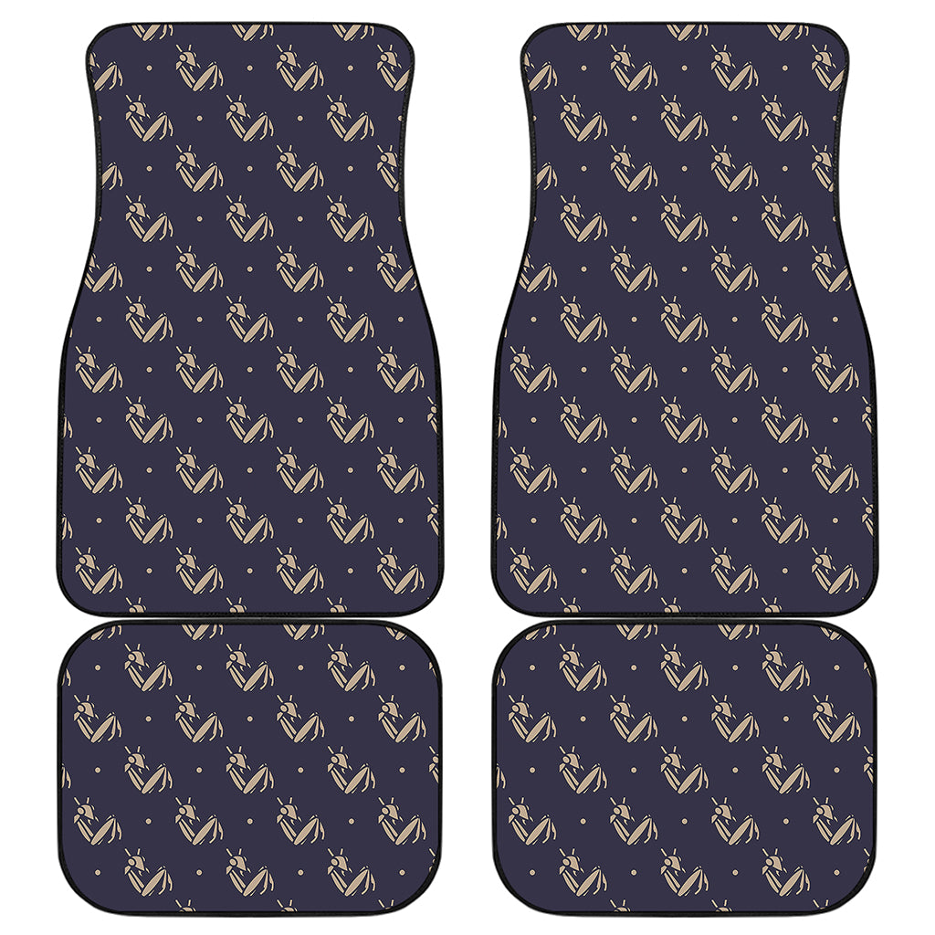 Blue And Beige Mantis Pattern Print Front and Back Car Floor Mats