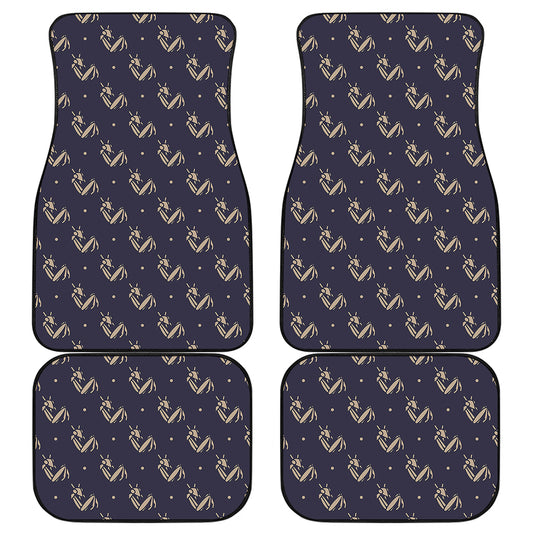 Blue And Beige Mantis Pattern Print Front and Back Car Floor Mats