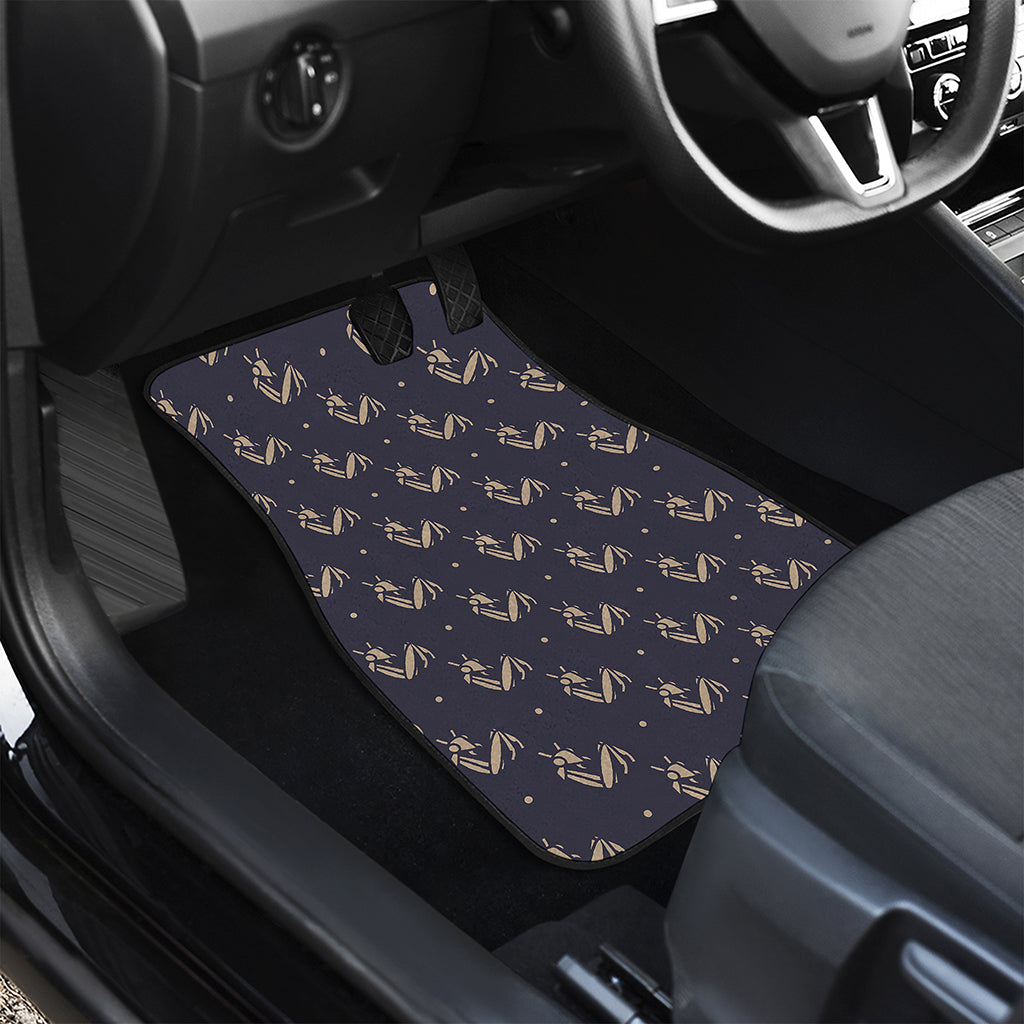 Blue And Beige Mantis Pattern Print Front and Back Car Floor Mats