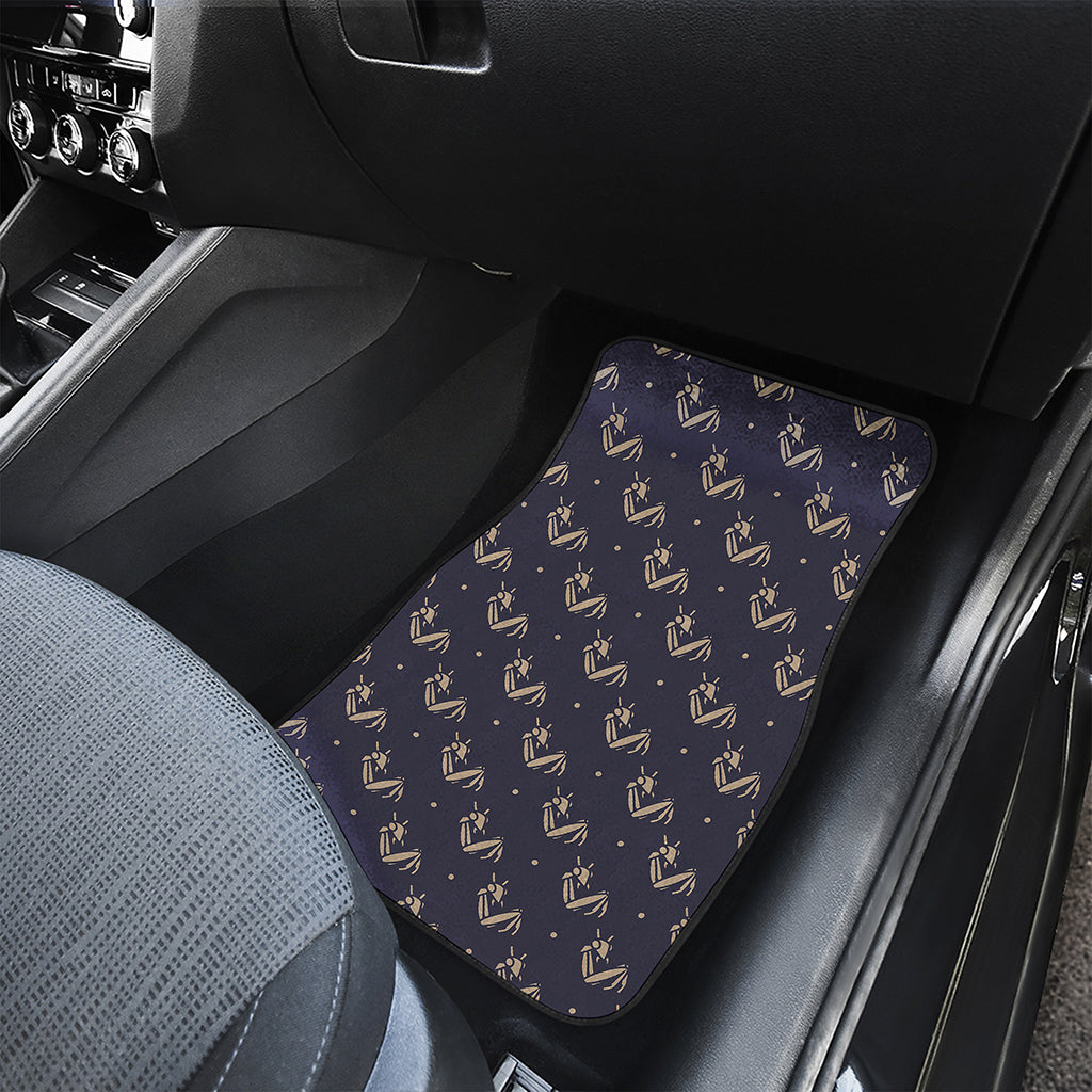 Blue And Beige Mantis Pattern Print Front and Back Car Floor Mats