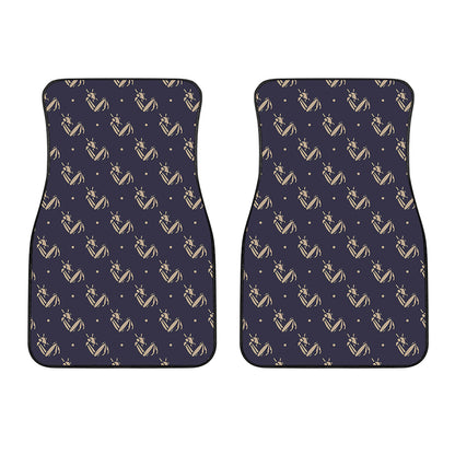 Blue And Beige Mantis Pattern Print Front Car Floor Mats