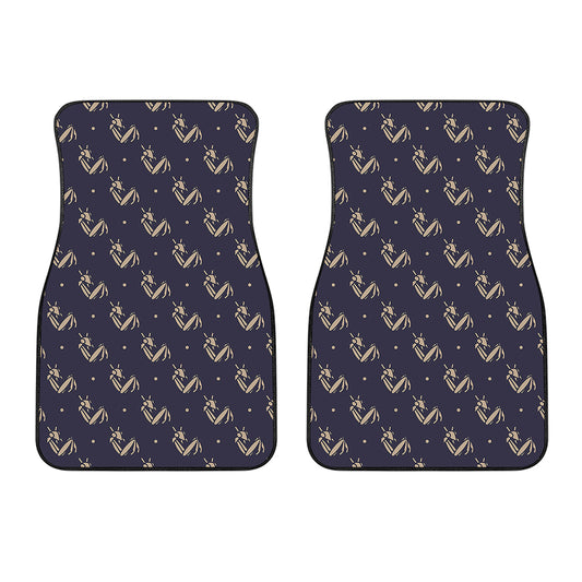 Blue And Beige Mantis Pattern Print Front Car Floor Mats
