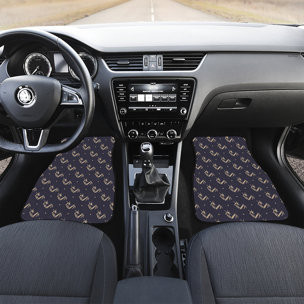 Blue And Beige Mantis Pattern Print Front Car Floor Mats