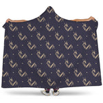 Blue And Beige Mantis Pattern Print Hooded Blanket