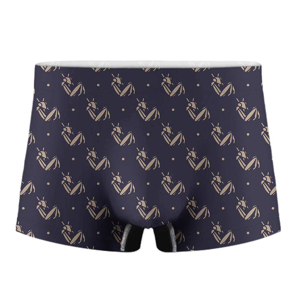 Blue And Beige Mantis Pattern Print Men's Boxer Briefs