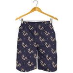 Blue And Beige Mantis Pattern Print Men's Shorts