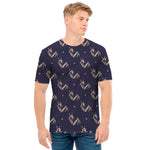 Blue And Beige Mantis Pattern Print Men's T-Shirt